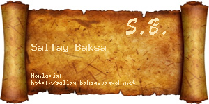 Sallay Baksa névjegykártya